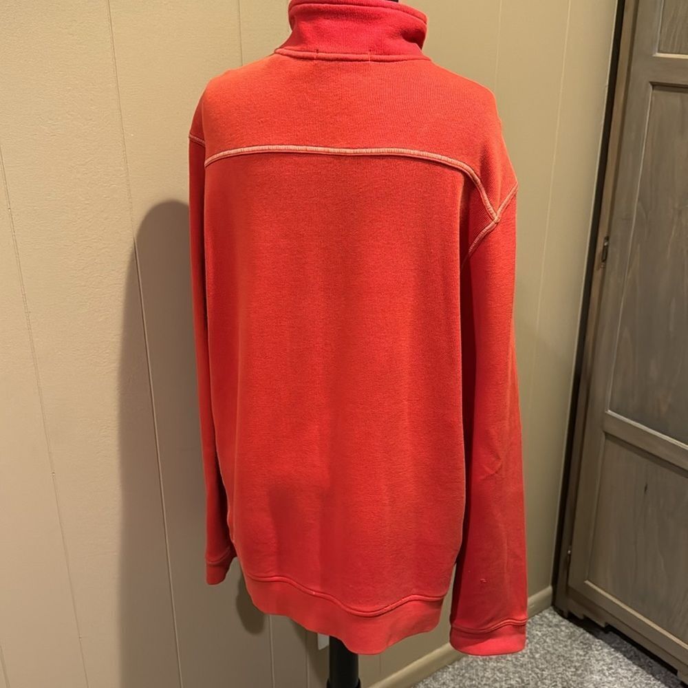 Tommy Bahama Tobago Bay RELAX deep orange/lt orange seam stitching 1/4 zip. Med - Picture 4 of 7